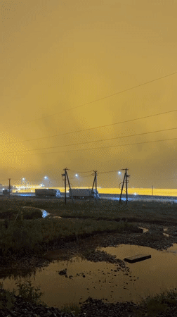 Unusual yellow sky phenomenon observed in Sarapul, Russia