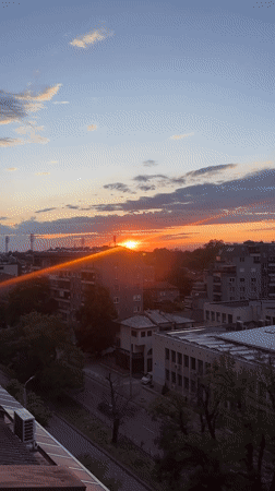 Sunset captured over Plovdiv cityscape on May 13