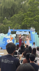 Campus talent show unfolds on a decorated outdoor stage