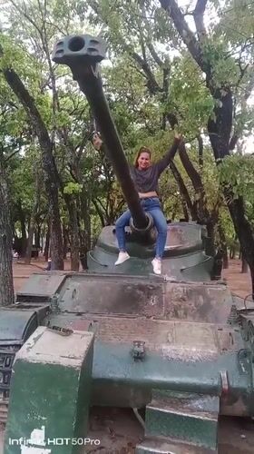Families visit military vehicle displays at Caracas park