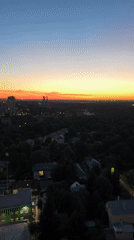 Drone footage catches a vivid sunset over Khimki, Russia