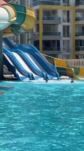 Poolside and water slides at an Alanya water park