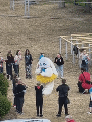 Children's outdoor party with mascots in Kryvyi Rih, Ukraine