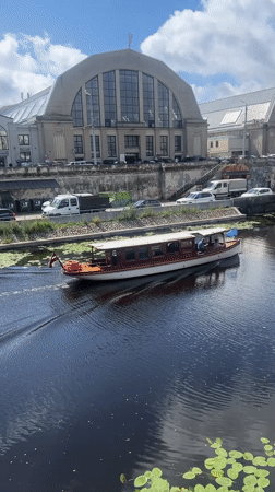 A summer morning in Riga: canals, buses, and blooming peonies