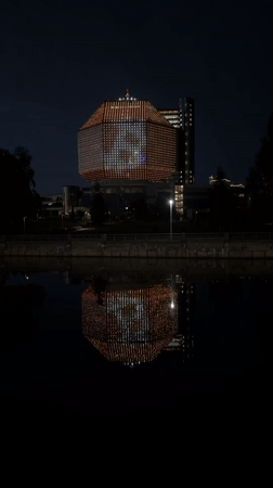 Belarus National Library features illuminated light show display