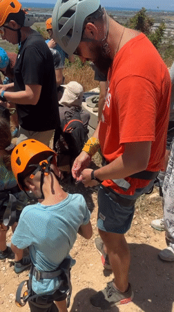 Group prepares for zipline adventure in Hof HaCarmel
