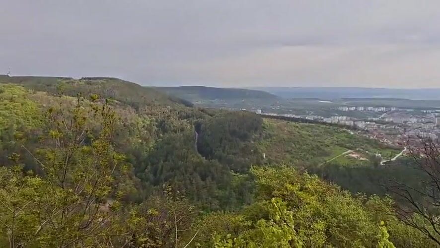 Morning panoramic view captured of Bulgarian cityscape in valley