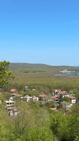 Village view captured in Primorsko, Bulgaria showing forest landscape