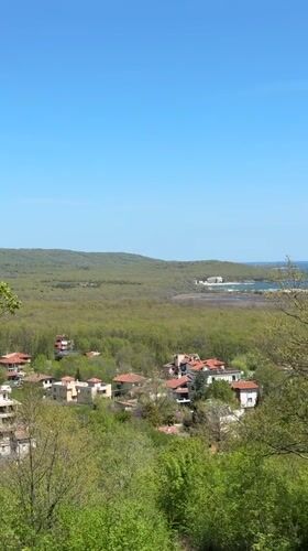Village view captured in Primorsko, Bulgaria showing forest landscape