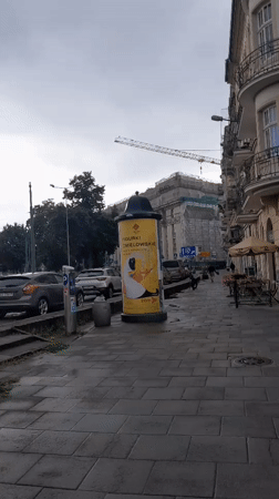Rainy afternoon in Krakow, renovation sites and wet streets