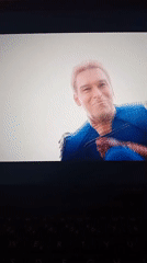 Homelander cosplayer spotted on TV screen in Barcelona