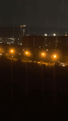 Nighttime city views captured from elevated position