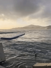 Overcast day captured along Montenegro's Budva coast with food prep