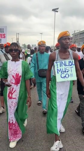 Protest march with Nigerian flag attire held in Ikeja