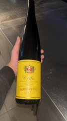Wine enthusiast displays Italian, local bottles in Sofia evening