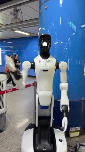 Humanoid robot spotted at Guangzhou subway station