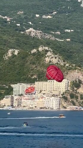 Parasailing off the Montenegrin coast near Boreti