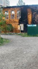 Fire-damaged building documented in Astana, Kazakhstan
