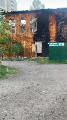 Fire-damaged building documented in Astana, Kazakhstan