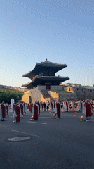 Buddhist monks hold lantern procession near Seoul's Namdaemun Gate