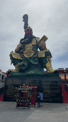 Giant Guan Yu shrine statue in rural southern Thailand