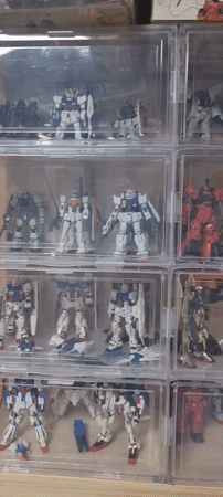 Collector documents Gundam models and cat in Dunnae-myeon home