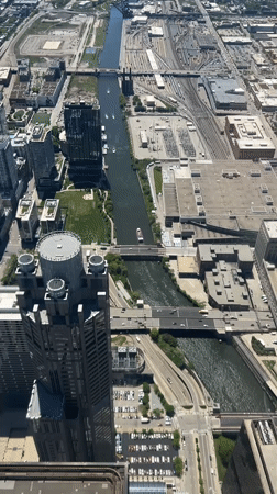 Chicago skyline and transit museum exhibits documented downtown