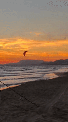 Sunset on a Grosseto beach, driftwood and fading light.