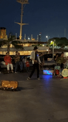 Street musicians perform evening waterfront concert in Barcelona