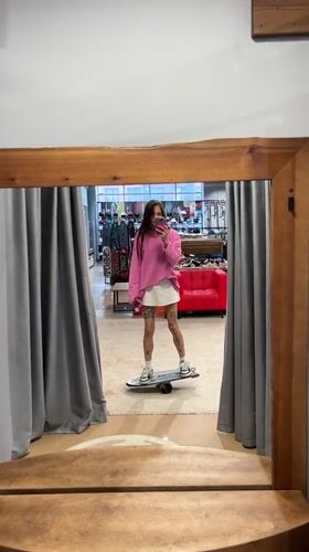 Balance board selfie in front of a mirror, Krasnoyarsk