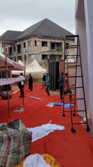 Event setup activity documented in Obosi, Nigeria morning