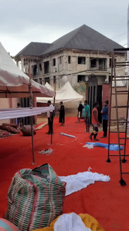 Event setup activity documented in Obosi, Nigeria morning
