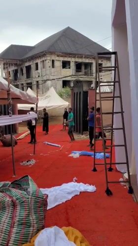 Event setup activity documented in Obosi, Nigeria morning