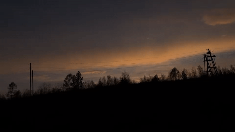 Sunset observed over Bratsk, Russia with colorful sky display