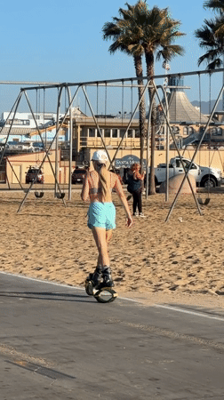 Rollerblading the Santa Monica coastal path on a summer afternoon