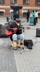 Street musician performs in Saint Petersburg public square