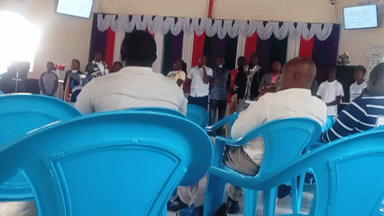 Church service with choir, dancing children in Maua ward