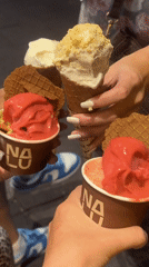 Friends gather for gelato at North Kuta shop