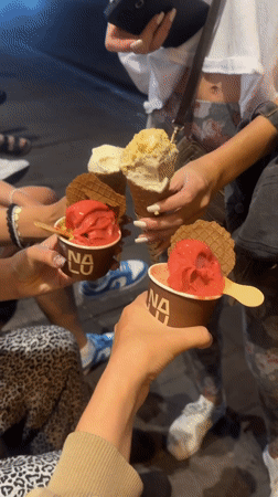 Friends gather for gelato at North Kuta shop