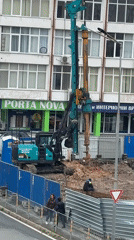Urban drilling operation observed in Burgas, Bulgaria amid traffic