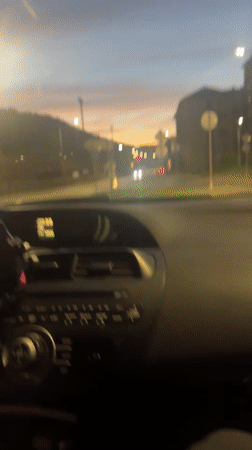 Evening drive through Gabrovo, Bulgaria at dusk