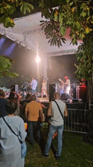 Nighttime outdoor concert lights up Burgas stage with fog and color