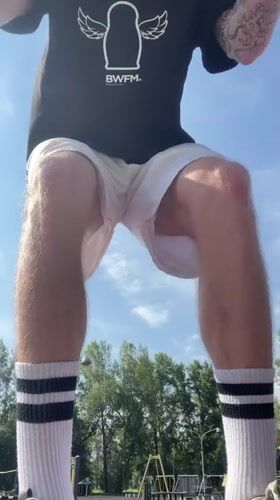Street gym session in Krasnoyarsk on a summer afternoon