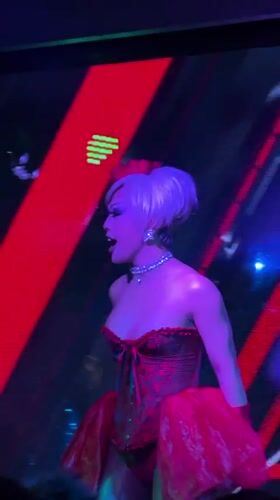 Drag queen performs multiple costume changes at Kuta nightclub