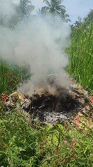 Debris fire produces smoke plume in Lhokseumawe field