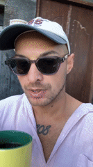 Slow Bali morning: coffee, selfies, a dog, and palm trees