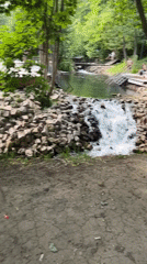 Wooded waterfall spot with walkways in Kazan