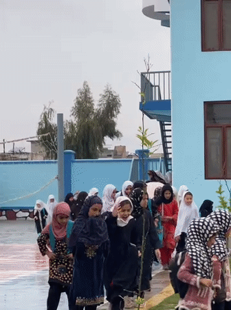 Girls attend school session in Kandahar classroom