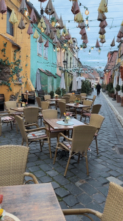 Historic Sighișoara streets captured in afternoon documentation