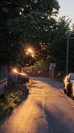 Early morning sunlight illuminates residential street in Stara Zagora